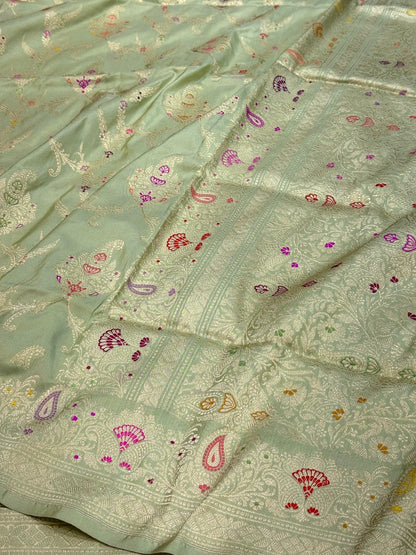 Pista Handwoven Banarasi Pure Silk Saree