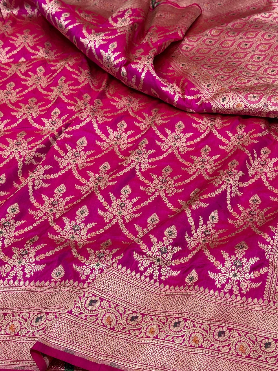 Rani Pink Minakari Pure Silk Saree