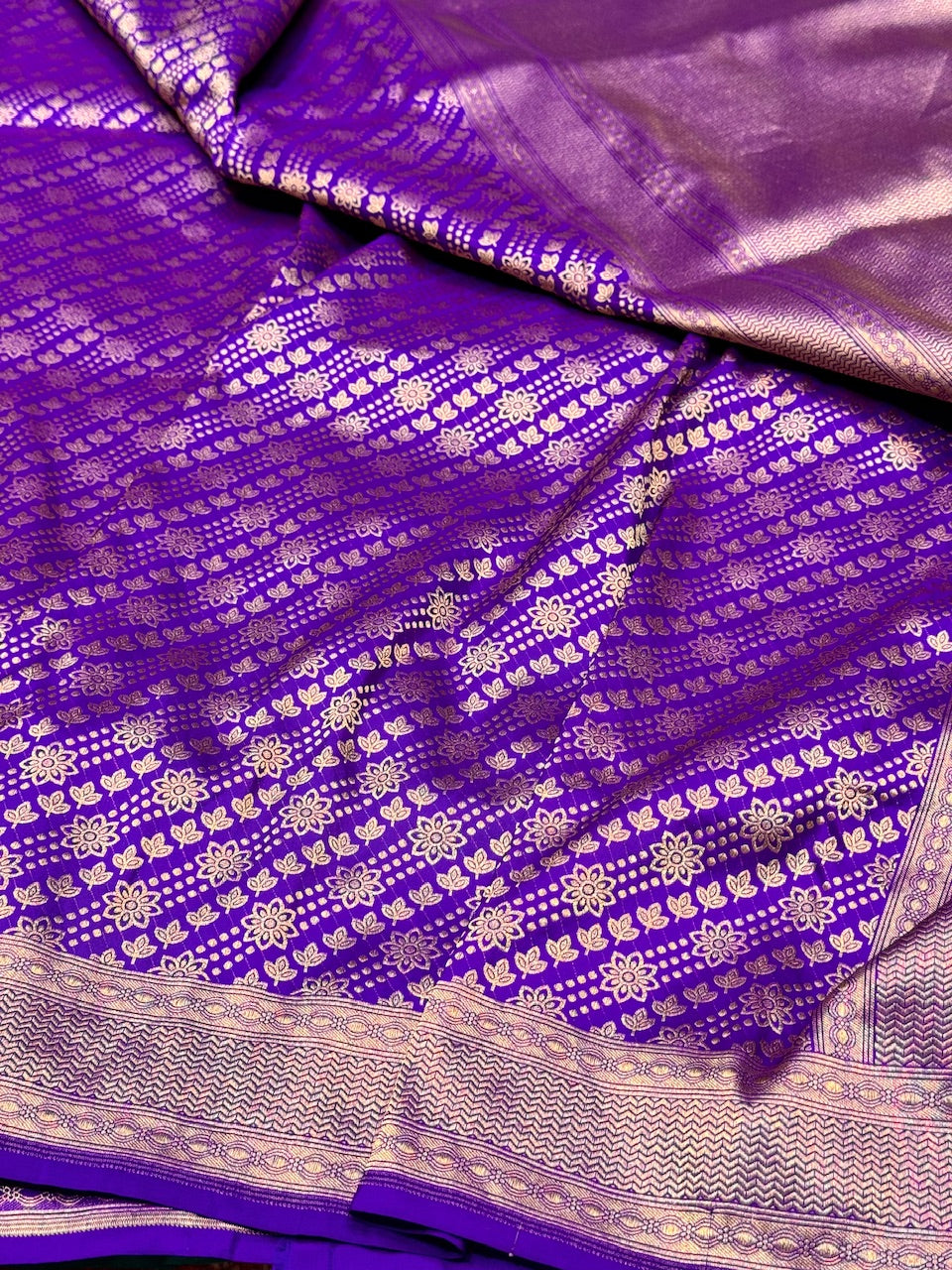 Purple Pure Banarasi Brocade Saree