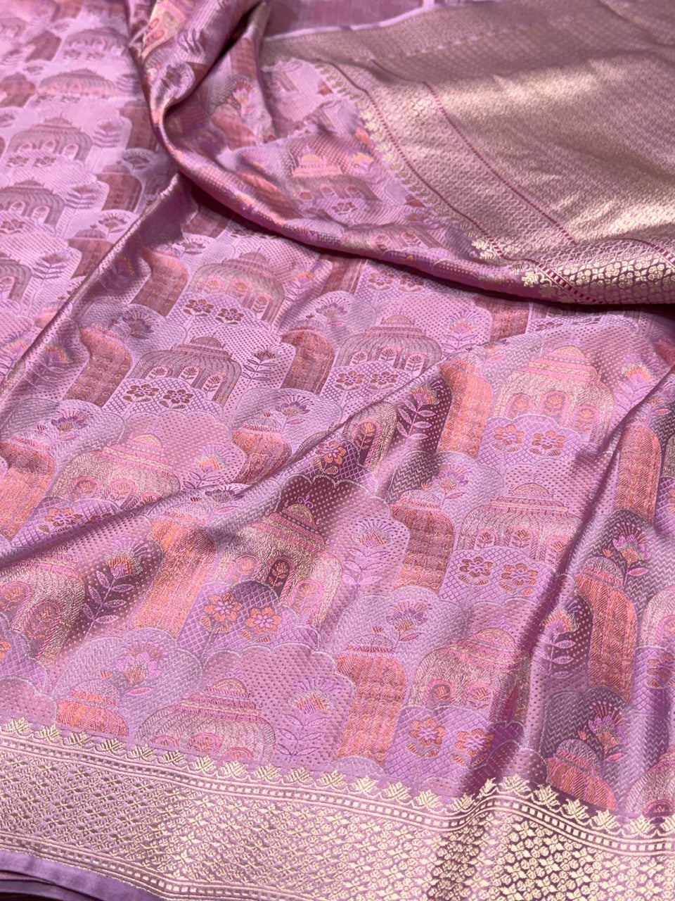 Lavender Banarasi Satin Silk Saree