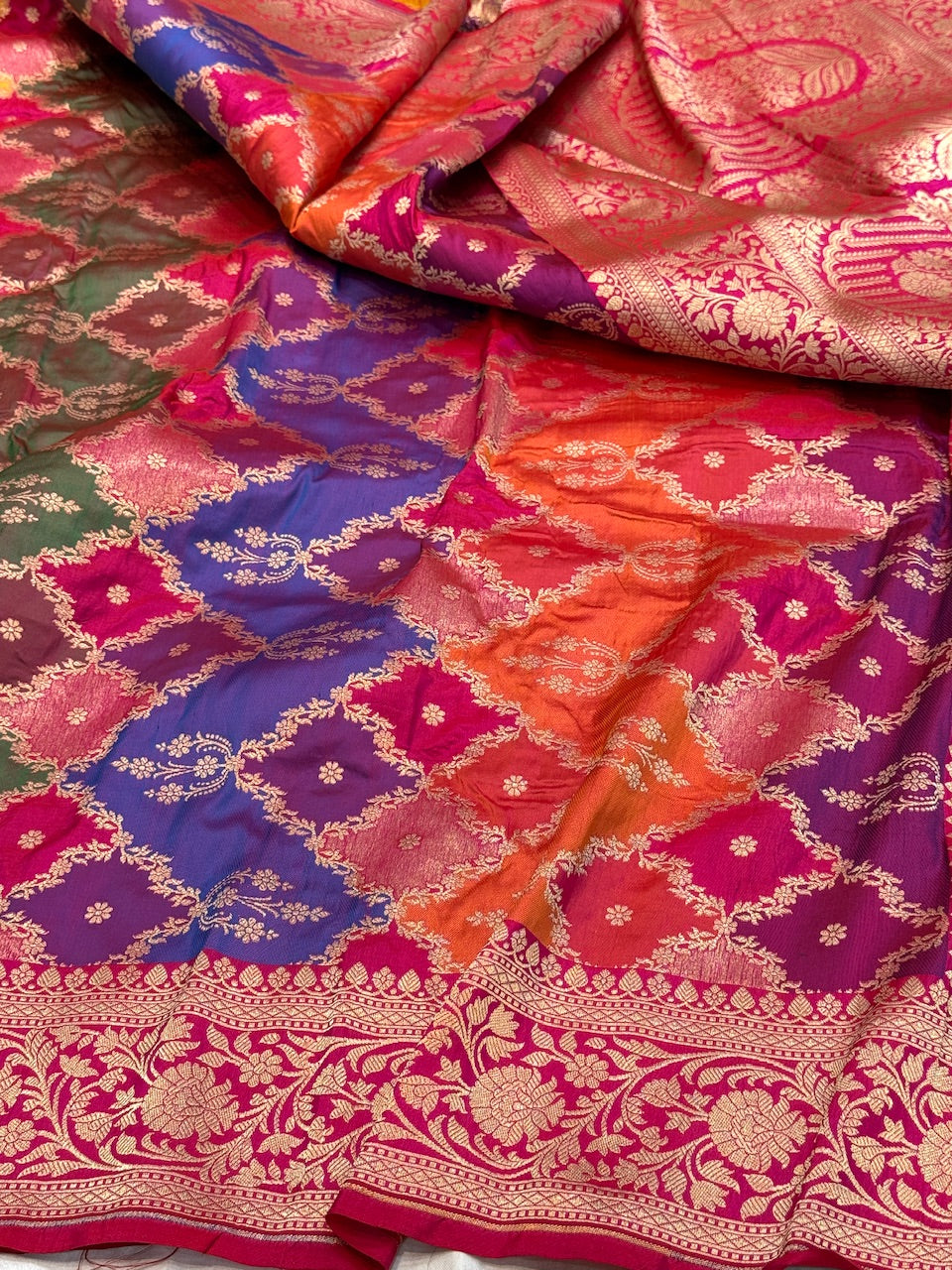 Rani Pink Rangkaat Pure Banarasi Silk Saree