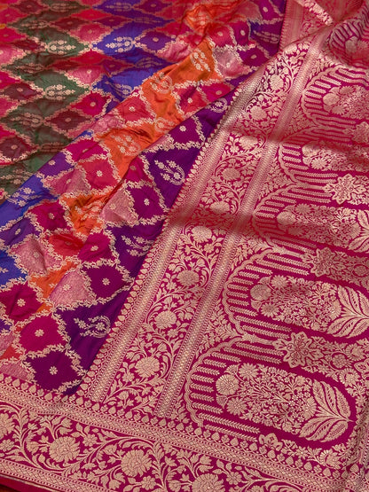 Rani Pink Rangkaat Pure Banarasi Silk Saree