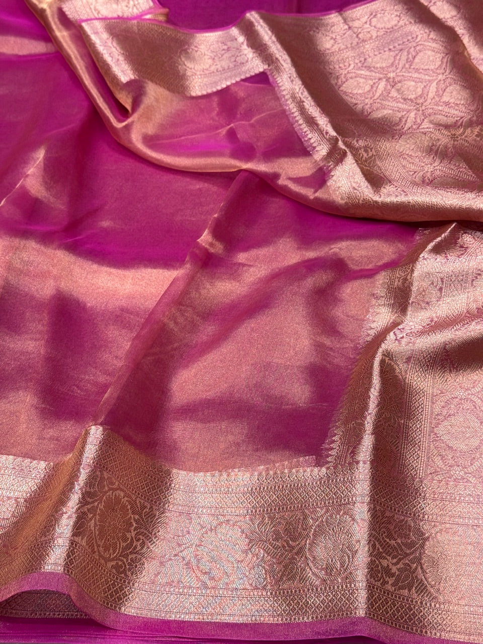 Rani Pink Pure Tissue Saree