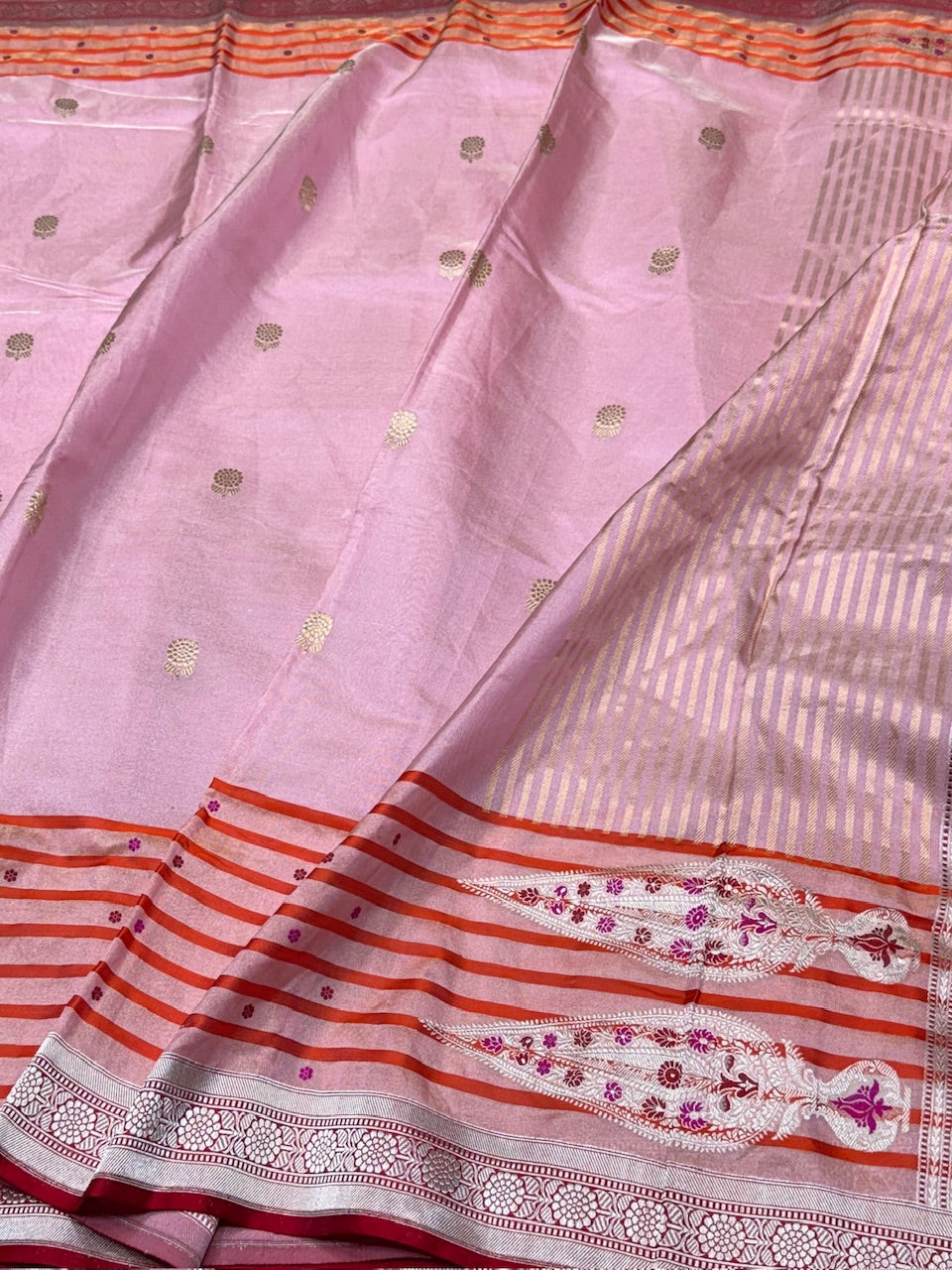 Baby Pink Handwoven Pure Banarasi Ektara Tissue Silk Saree