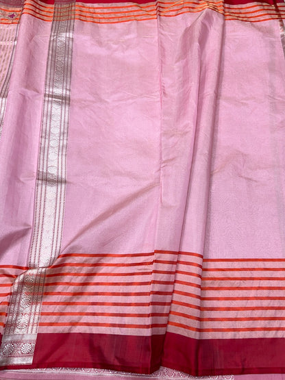 Baby Pink Handwoven Pure Banarasi Ektara Tissue Silk Saree