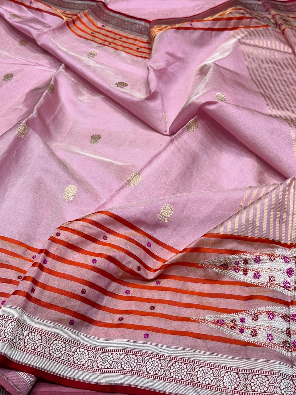 Baby Pink Handwoven Pure Banarasi Ektara Tissue Silk Saree
