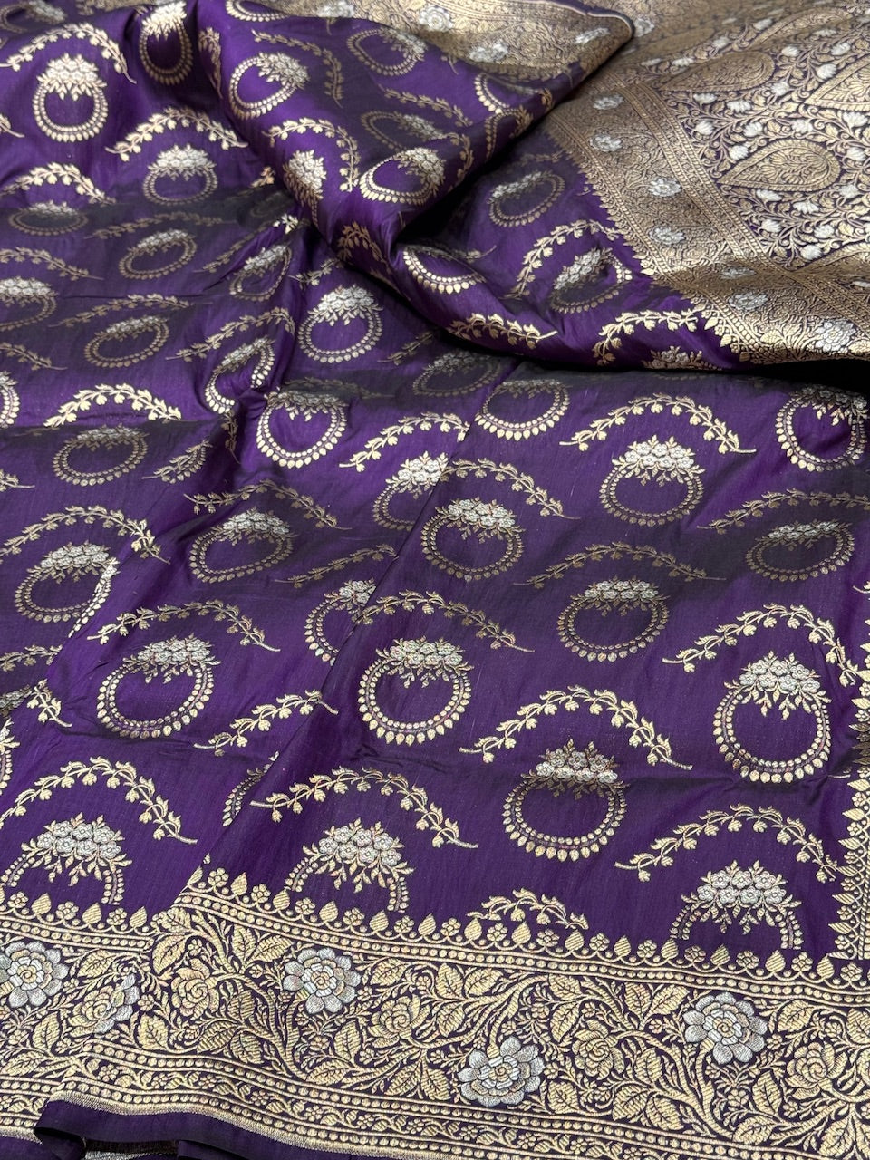 Purple Sona Rupa Pure Silk Saree