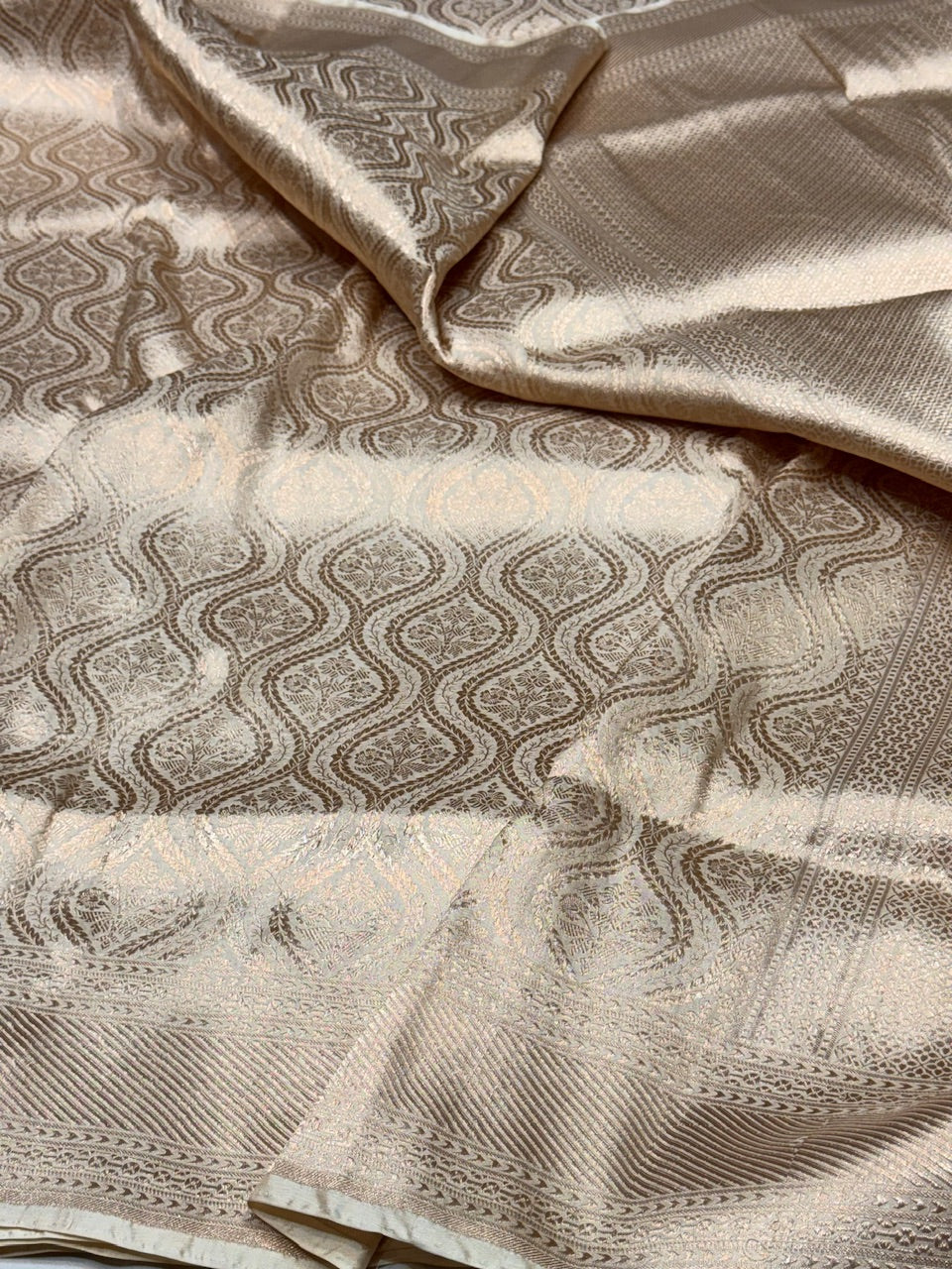 Ivory Pure Silk Brocade Saree