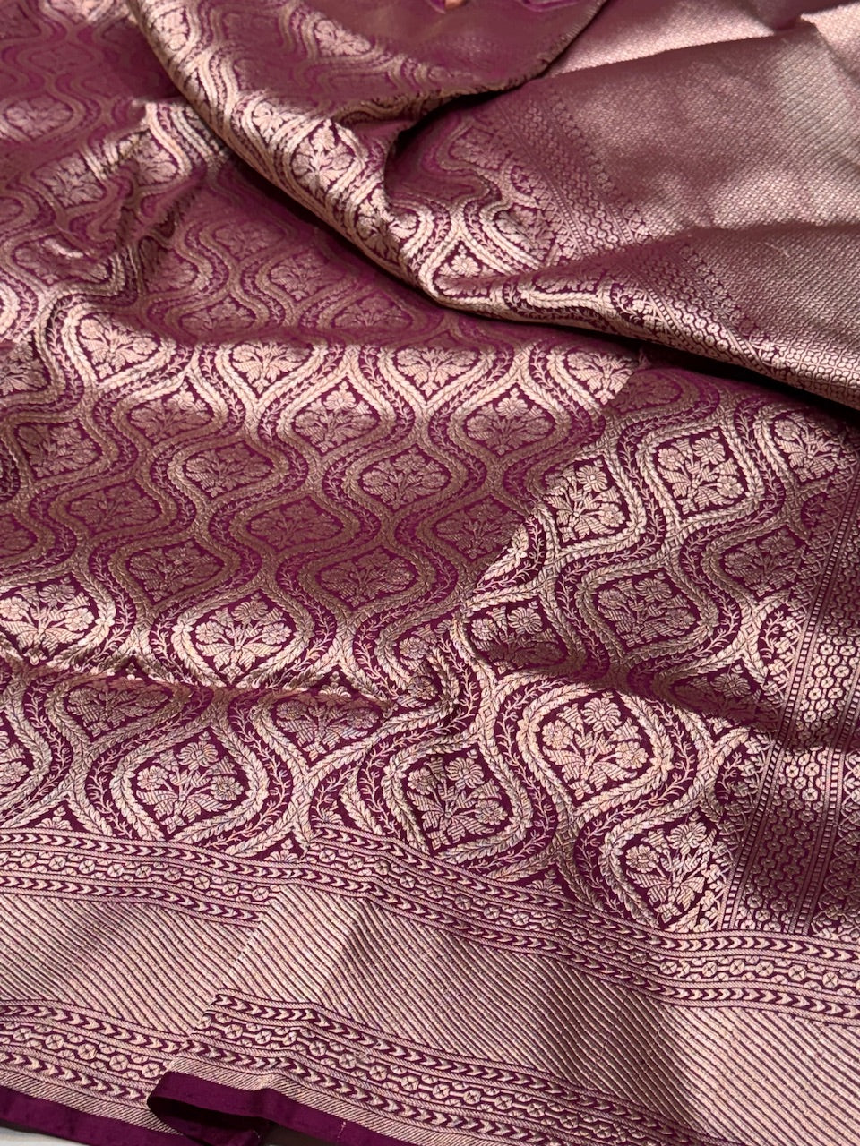 Magenta Pink Pure Silk Brocade Saree