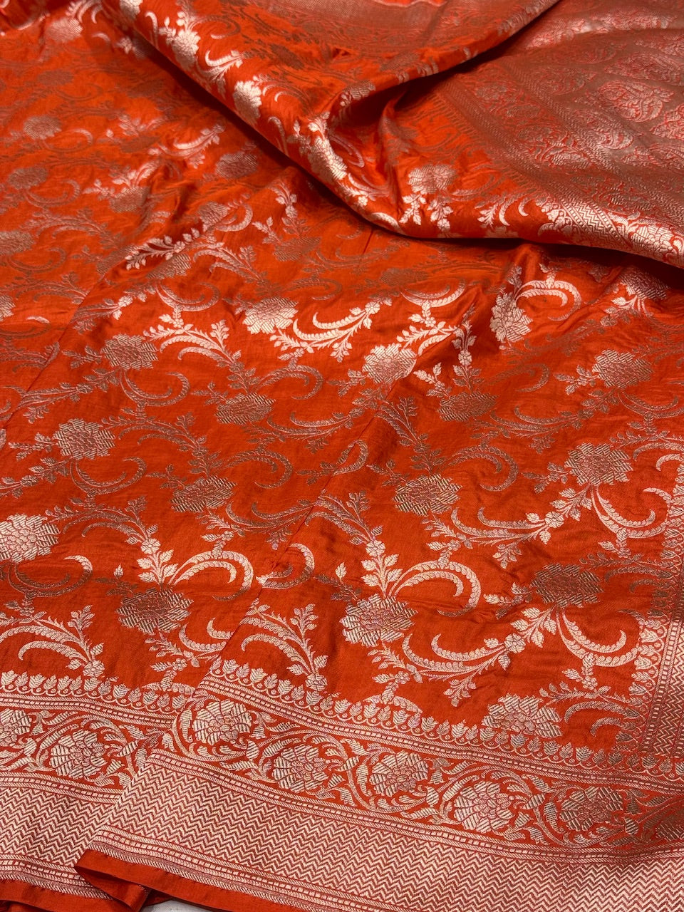 Orange Pure Silk Saree