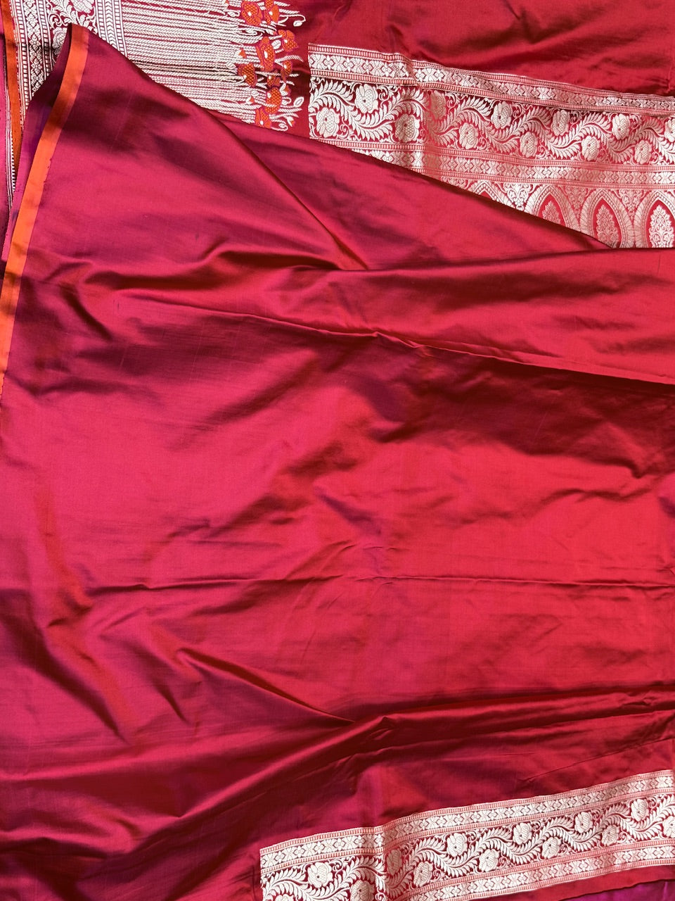 Handwoven Pure Banarasi Satin Silk Saree – Kadwa Weave | 100% Pure Satin Silk | Authentic Banaras Handloom