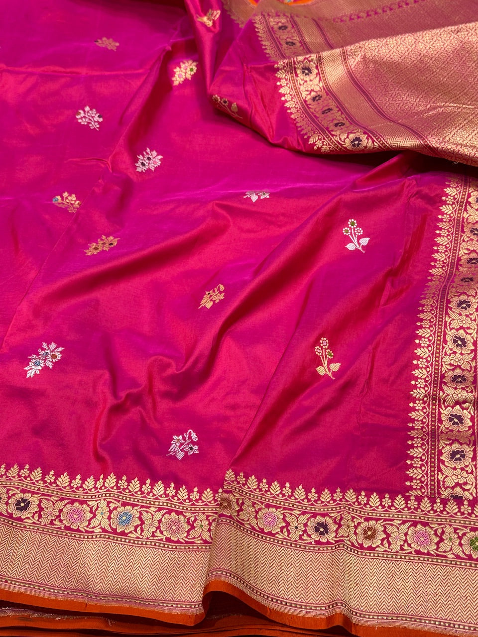 Rani Pink Handwoven Banarasi Silk Saree