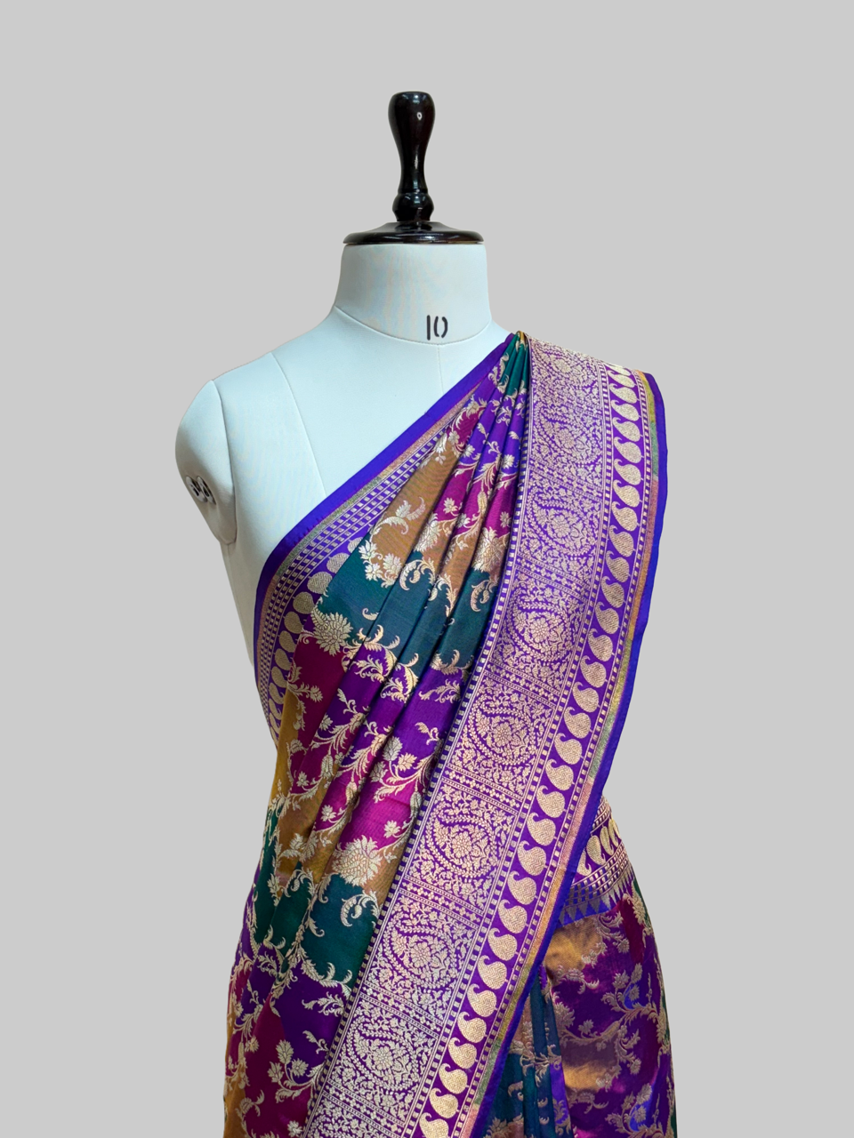Multicolour Banarasi Pure Silk Saree – Cutwork Weave in 100% Pure Katan Silk
